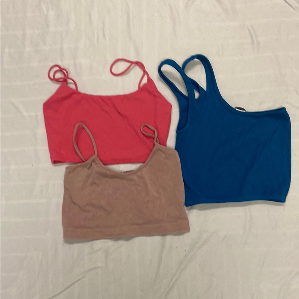 Stylish Women's Tank Top Set - Pink, Blue, and Tan